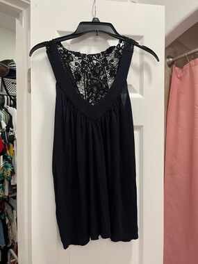 Express Black Crochet Back Sleeveless Tank
